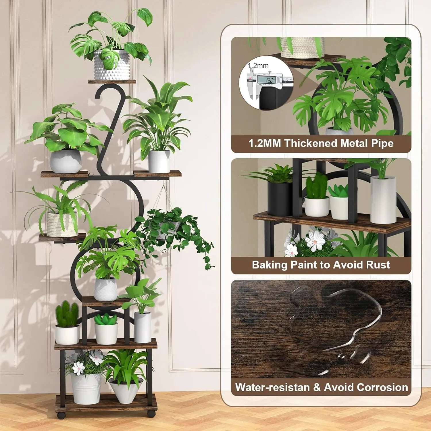 8-Tier Rolling Plant Stand Shelf