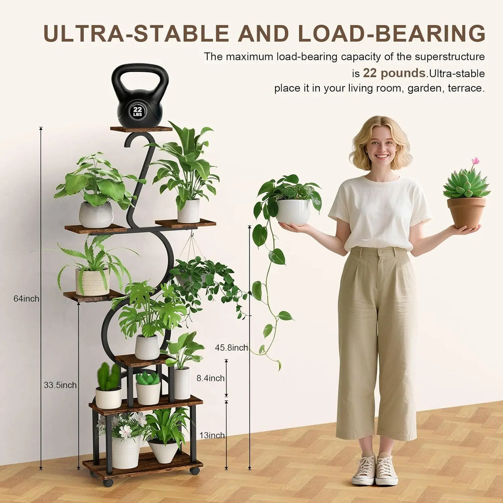8-Tier Rolling Plant Stand Shelf