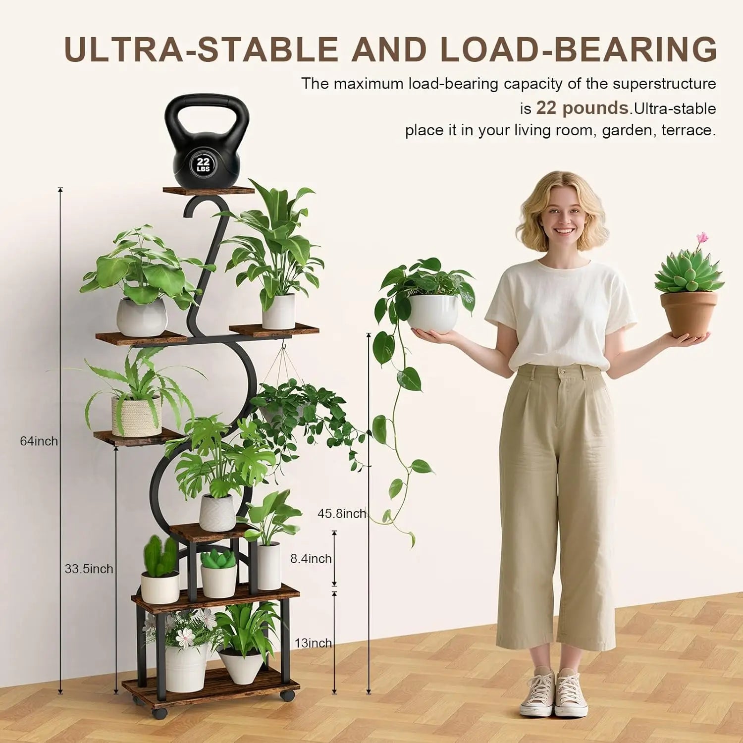 8-Tier Rolling Plant Stand Shelf