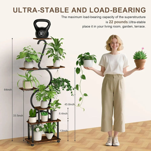 8-Tier Rolling Plant Stand Shelf