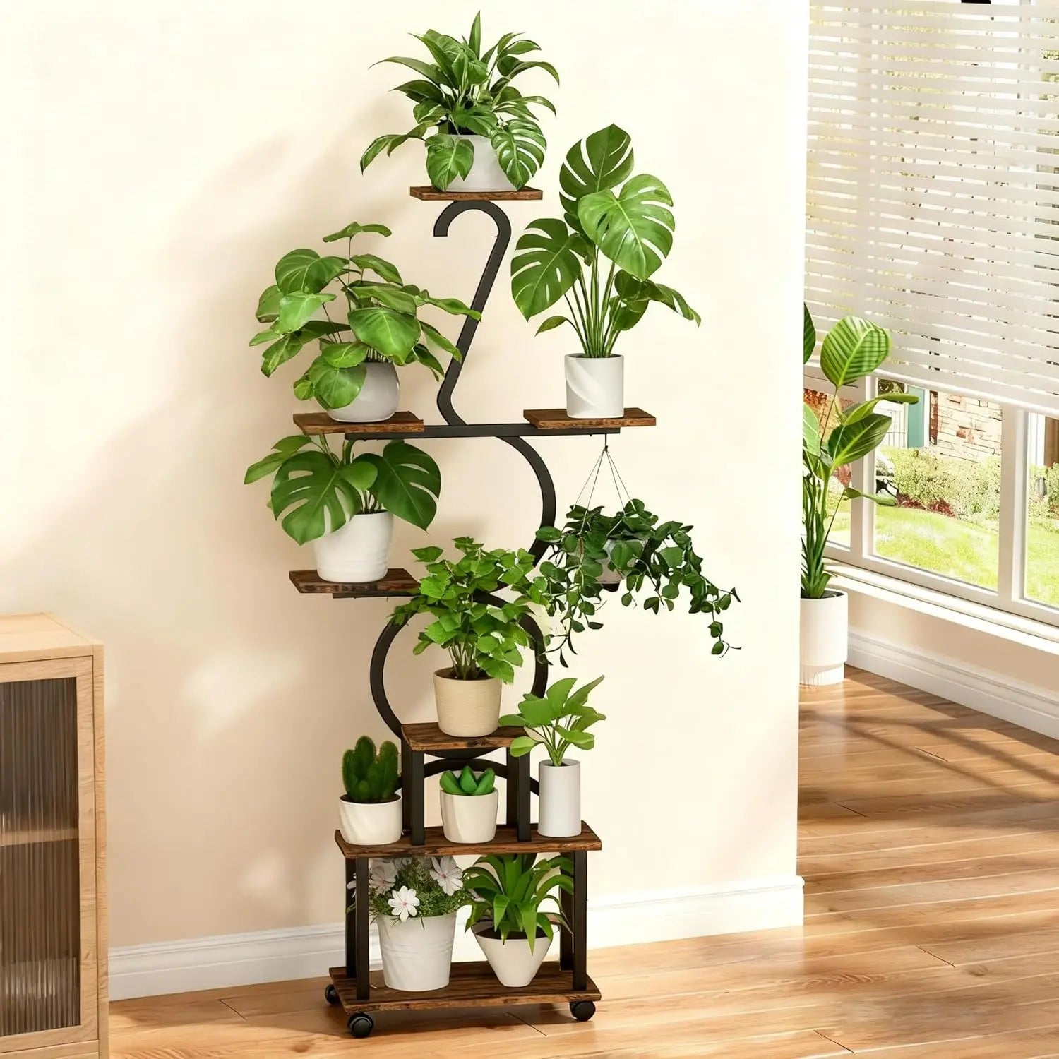 8-Tier Rolling Plant Stand Shelf
